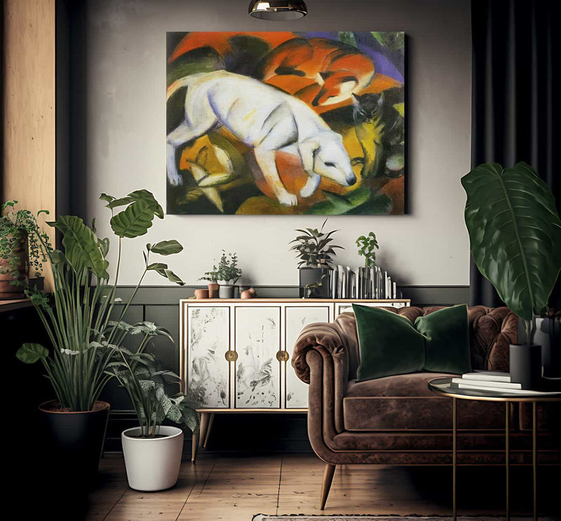 Three Animals Dog Fox And Cat By Franz Marc Fine Art Print