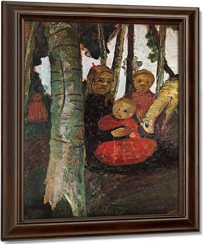 Three Children With Goat In The Birch Forest By Paula Modersohn Becker Fine Art Print