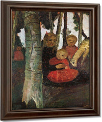 Three Children With Goat In The Birch Forest By Paula Modersohn Becker Fine Art Print