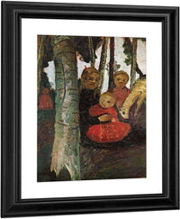 Three Children With Goat In The Birch Forest By Paula Modersohn Becker Fine Art Print