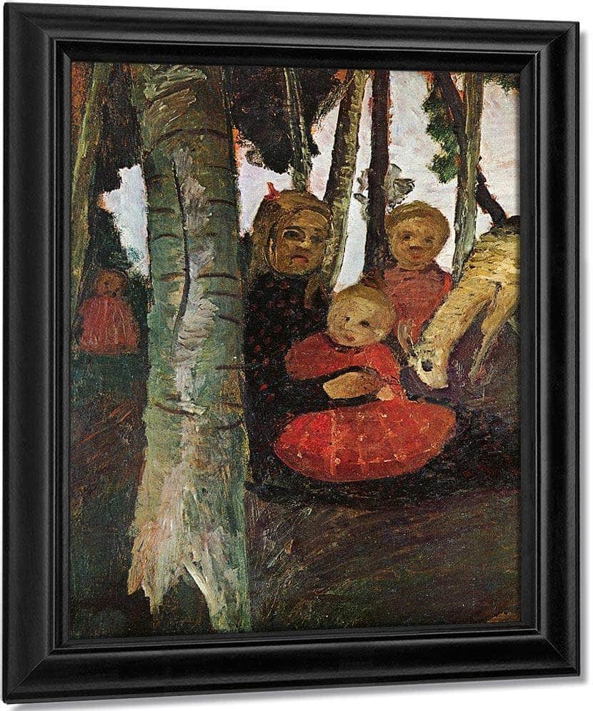 Three Children With Goat In The Birch Forest By Paula Modersohn Becker Fine Art Print
