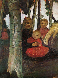 Three Children With Goat In The Birch Forest By Paula Modersohn Becker Fine Art Print