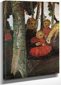Three Children With Goat In The Birch Forest By Paula Modersohn Becker Fine Art Print