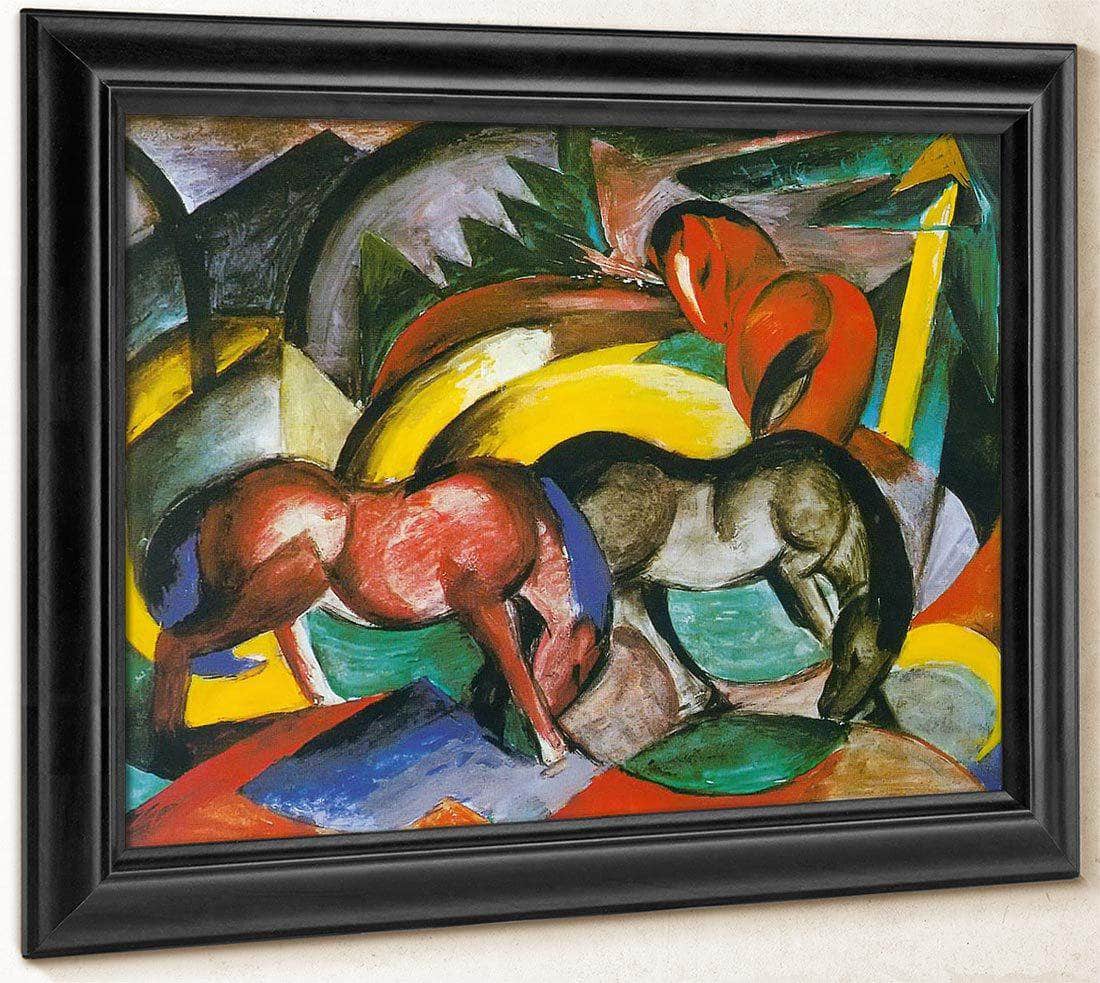 Three Horses By Franz Marc Fine Art Print