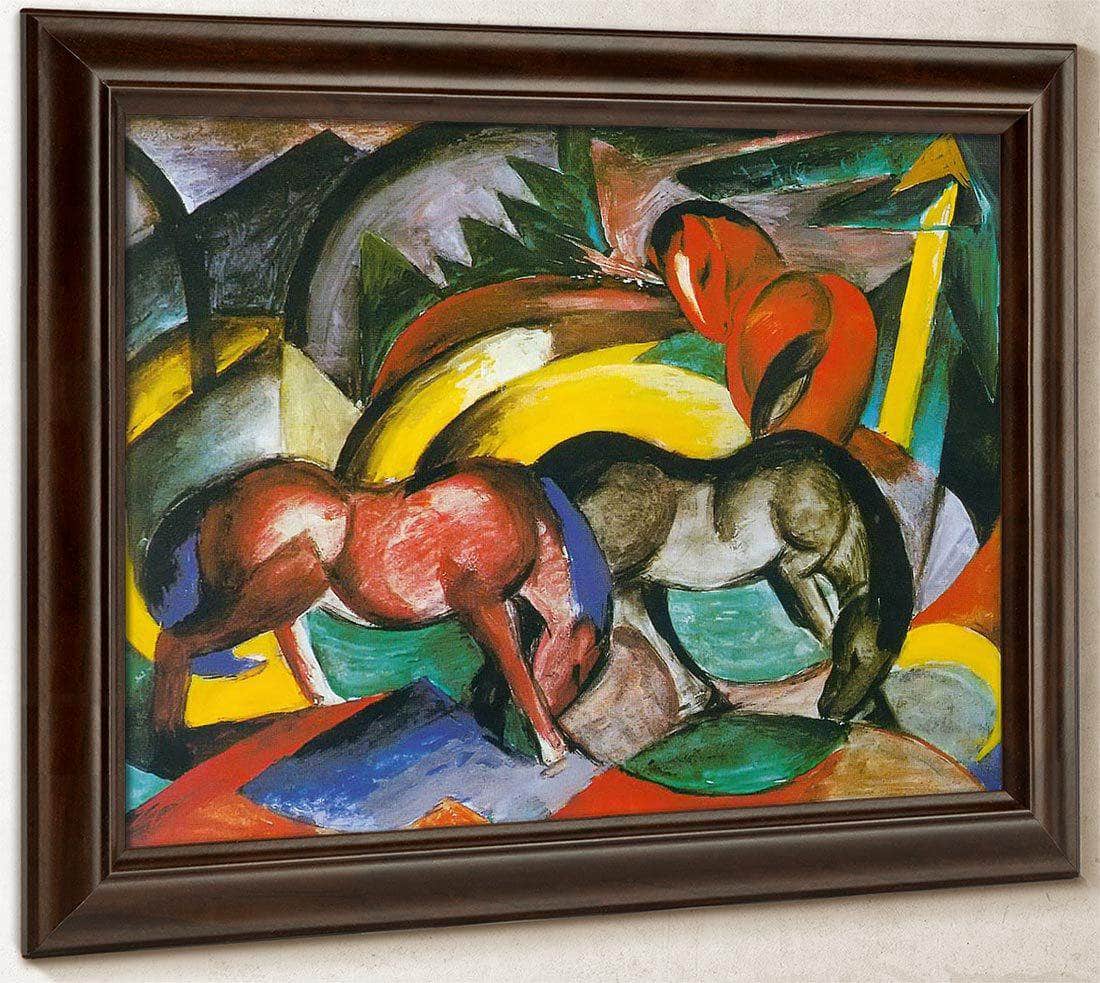 Three Horses By Franz Marc Fine Art Print