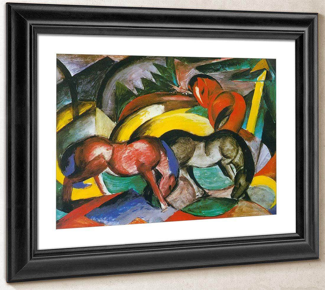 Three Horses By Franz Marc Fine Art Print