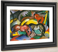 Three Horses By Franz Marc Fine Art Print