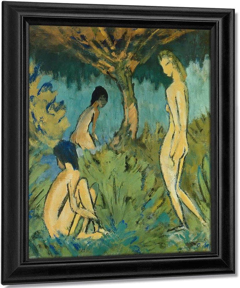 Three Nudes Beneath The Tree By Otto Mueller Fine Art Print