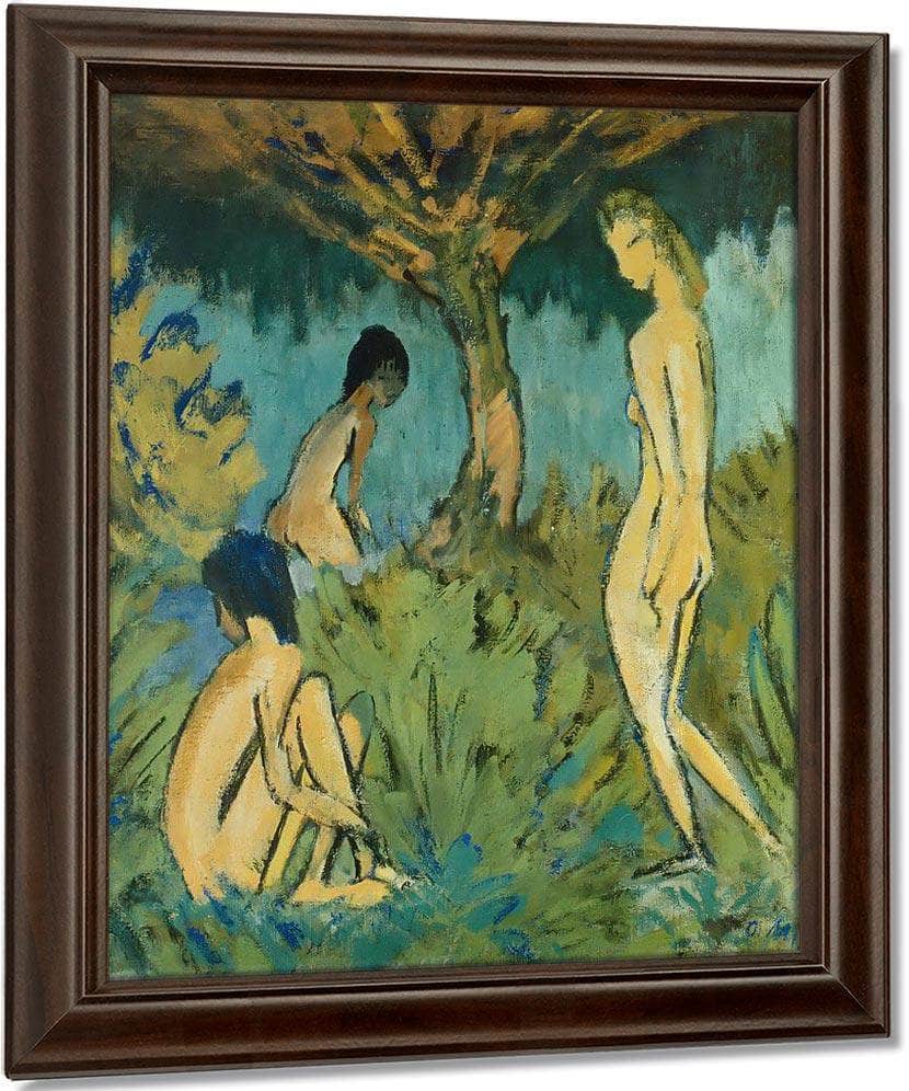 Three Nudes Beneath The Tree By Otto Mueller Fine Art Print