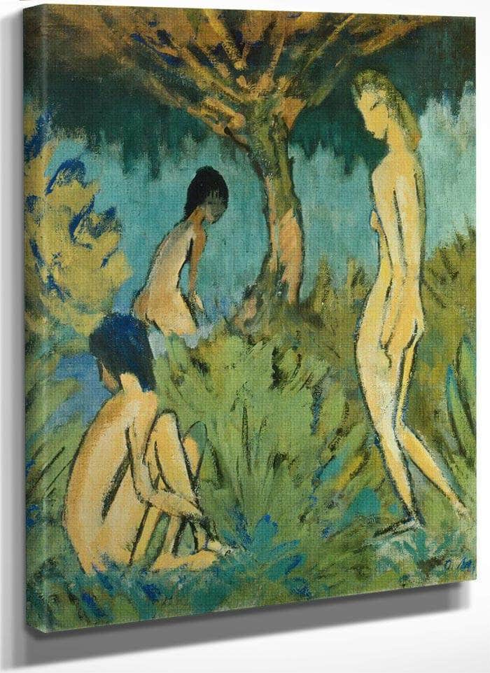 Three Nudes Beneath The Tree By Otto Mueller Fine Art Print