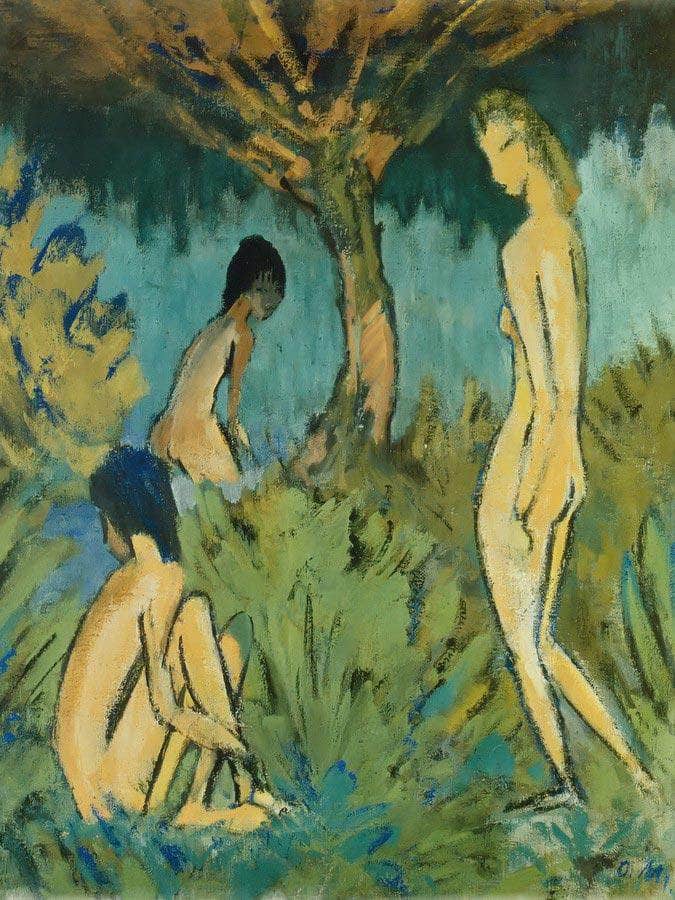 Three Nudes Beneath The Tree By Otto Mueller Fine Art Print