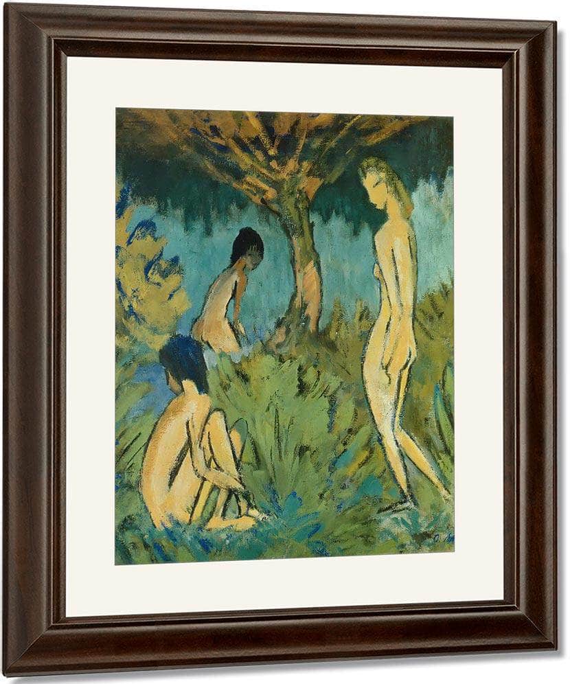 Three Nudes Beneath The Tree By Otto Mueller Fine Art Print
