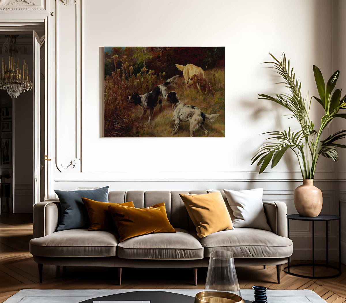 Three Setters On The Hunt By Edmund Henry Osthaus Fine Art Print