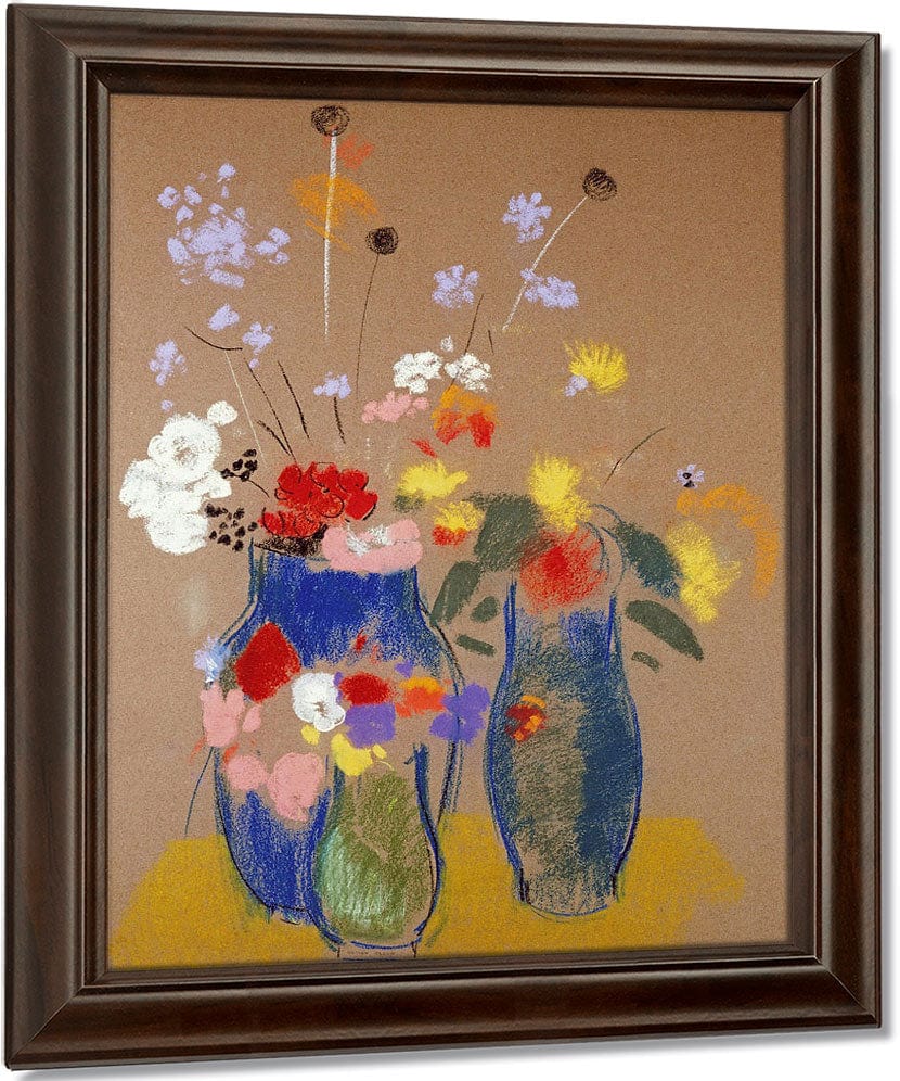Three Vases Of Flowers By Odilon Redon Fine Art Print