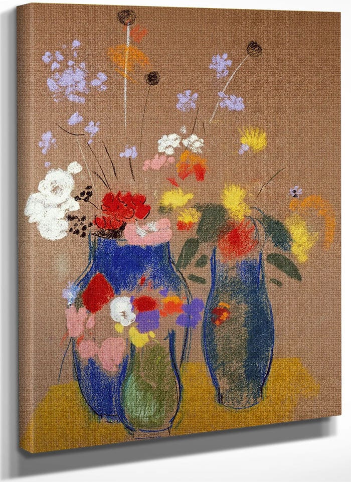 Three Vases Of Flowers By Odilon Redon Fine Art Print