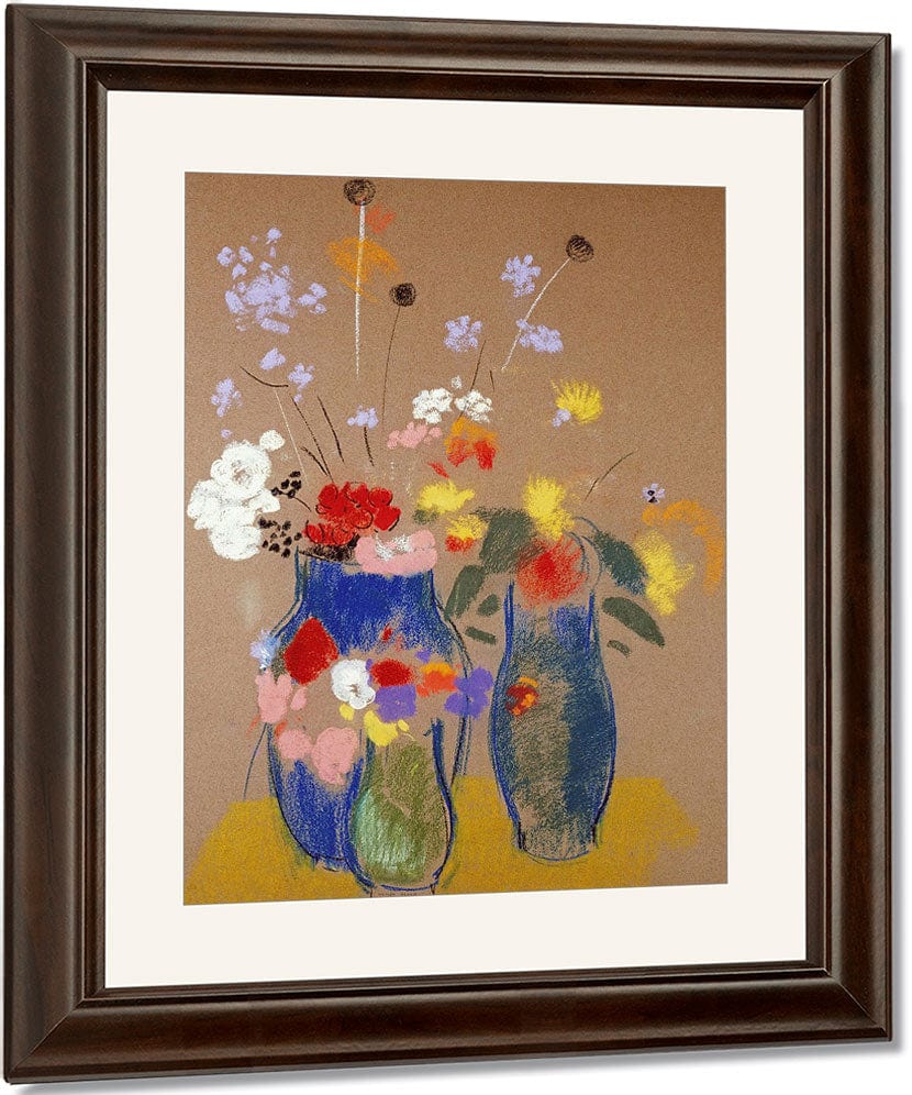 Three Vases Of Flowers By Odilon Redon Fine Art Print