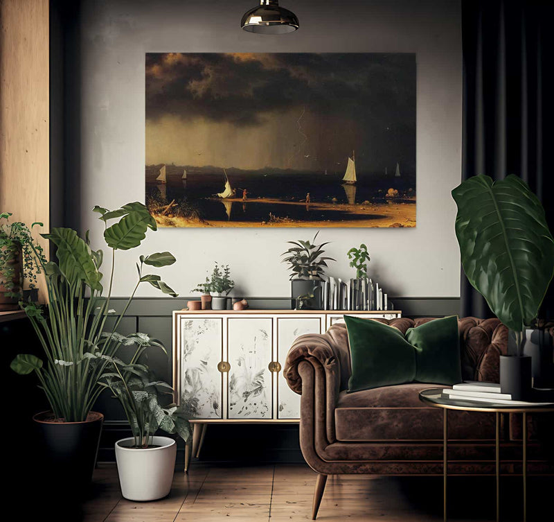 Thunder Storm On Narragansett Bay By Martin Johnson Heade Fine Art Print