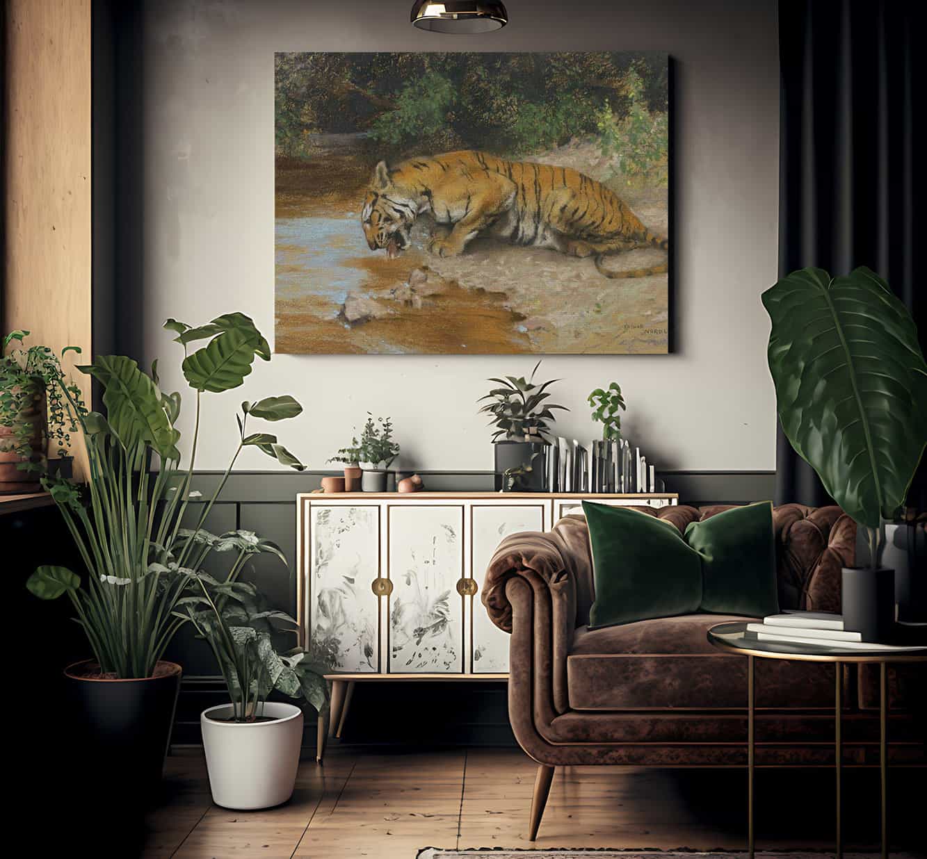 Tiger Drinking By Arthur Wardle Fine Art Print