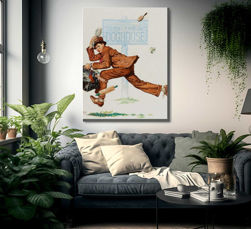 To The Doghouse By Monte Crews Fine Art Print