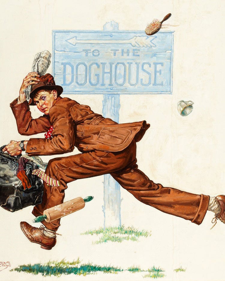 To The Doghouse By Monte Crews Fine Art Print