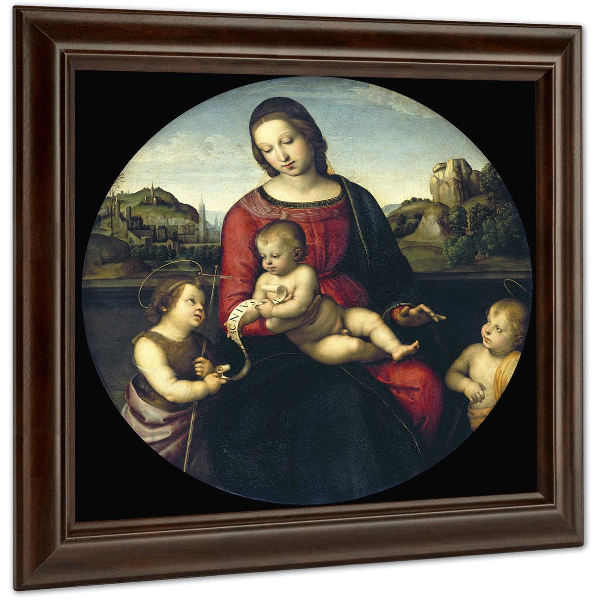 Tondo Of The Virgin And Child With John The Baptist And A Holy Boy (The Madonna Terrranuova) By Raphael Fine Art Print