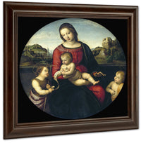Tondo Of The Virgin And Child With John The Baptist And A Holy Boy (The Madonna Terrranuova) By Raphael Fine Art Print