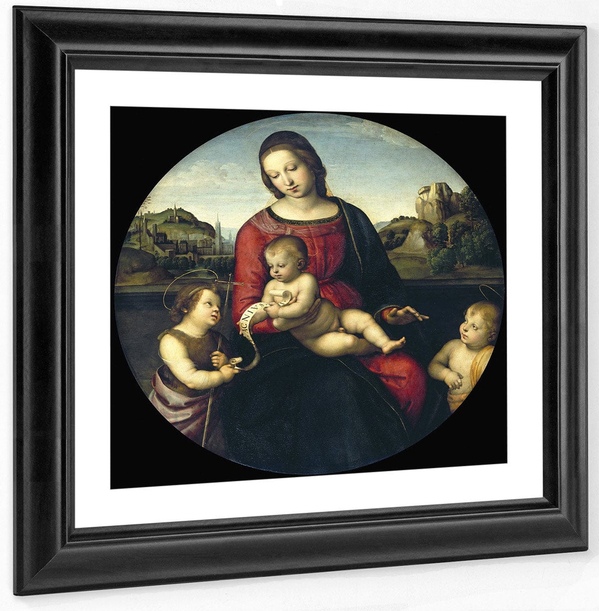 Tondo Of The Virgin And Child With John The Baptist And A Holy Boy (The Madonna Terrranuova) By Raphael Fine Art Print