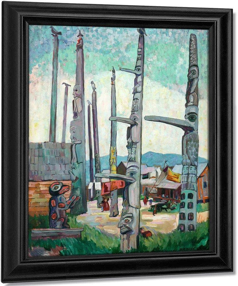Totem Poles By Kitseukla By Emily Carr Fine Art Print