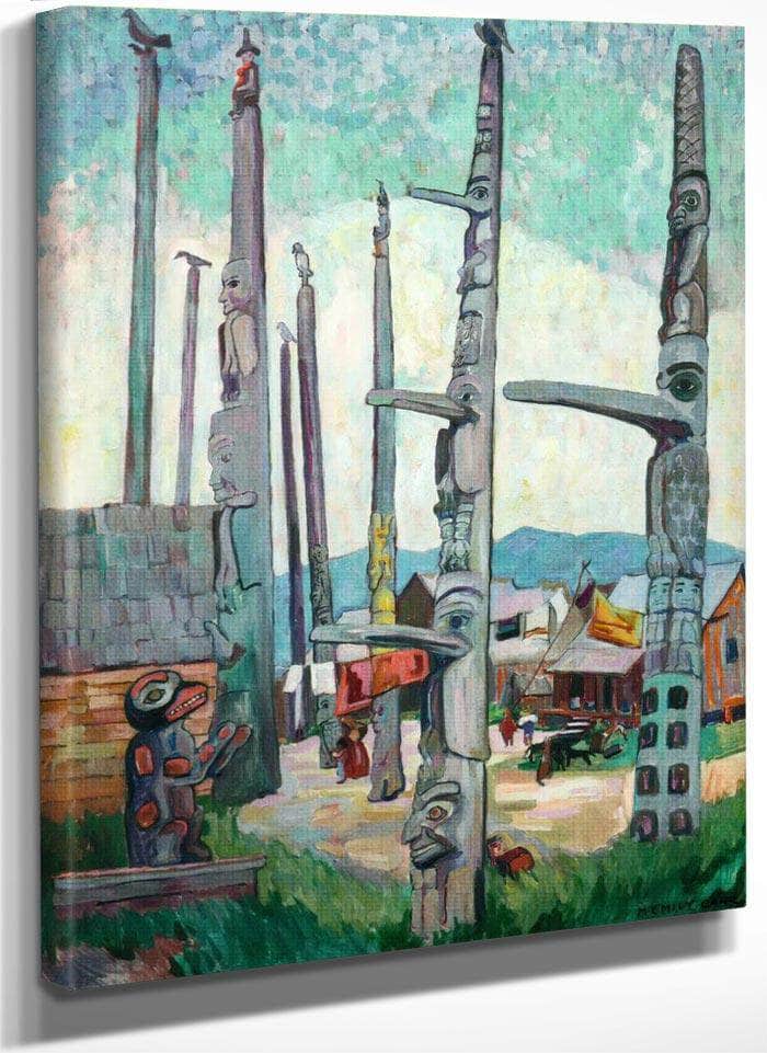 Totem Poles By Kitseukla By Emily Carr Fine Art Print
