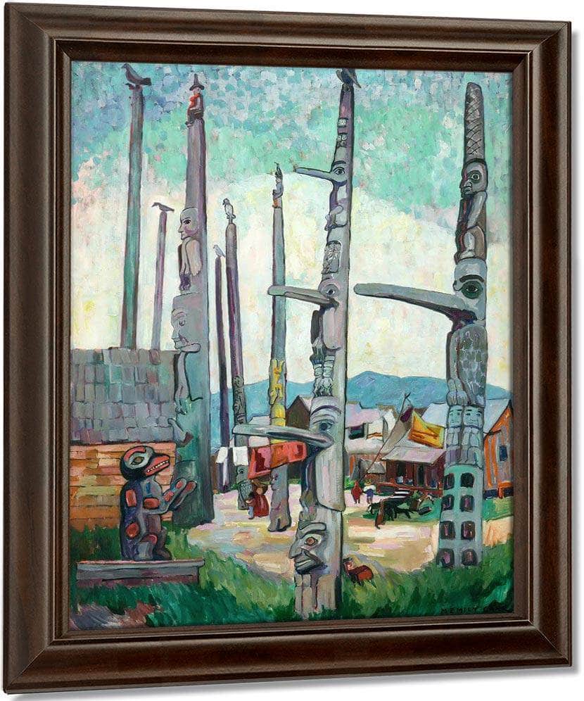 Totem Poles By Kitseukla By Emily Carr Fine Art Print
