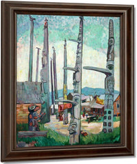 Totem Poles By Kitseukla By Emily Carr Fine Art Print