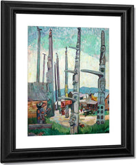 Totem Poles By Kitseukla By Emily Carr Fine Art Print