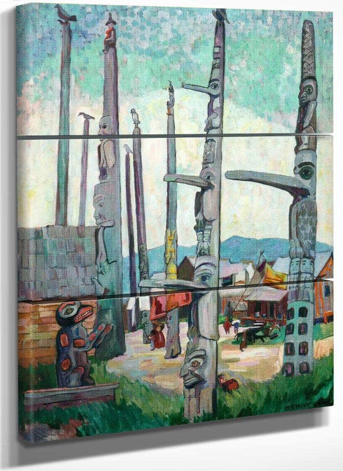 Totem Poles By Kitseukla By Emily Carr Fine Art Print