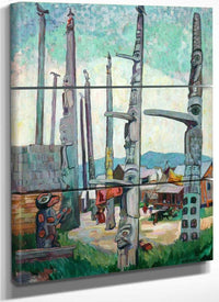 Totem Poles By Kitseukla By Emily Carr Fine Art Print