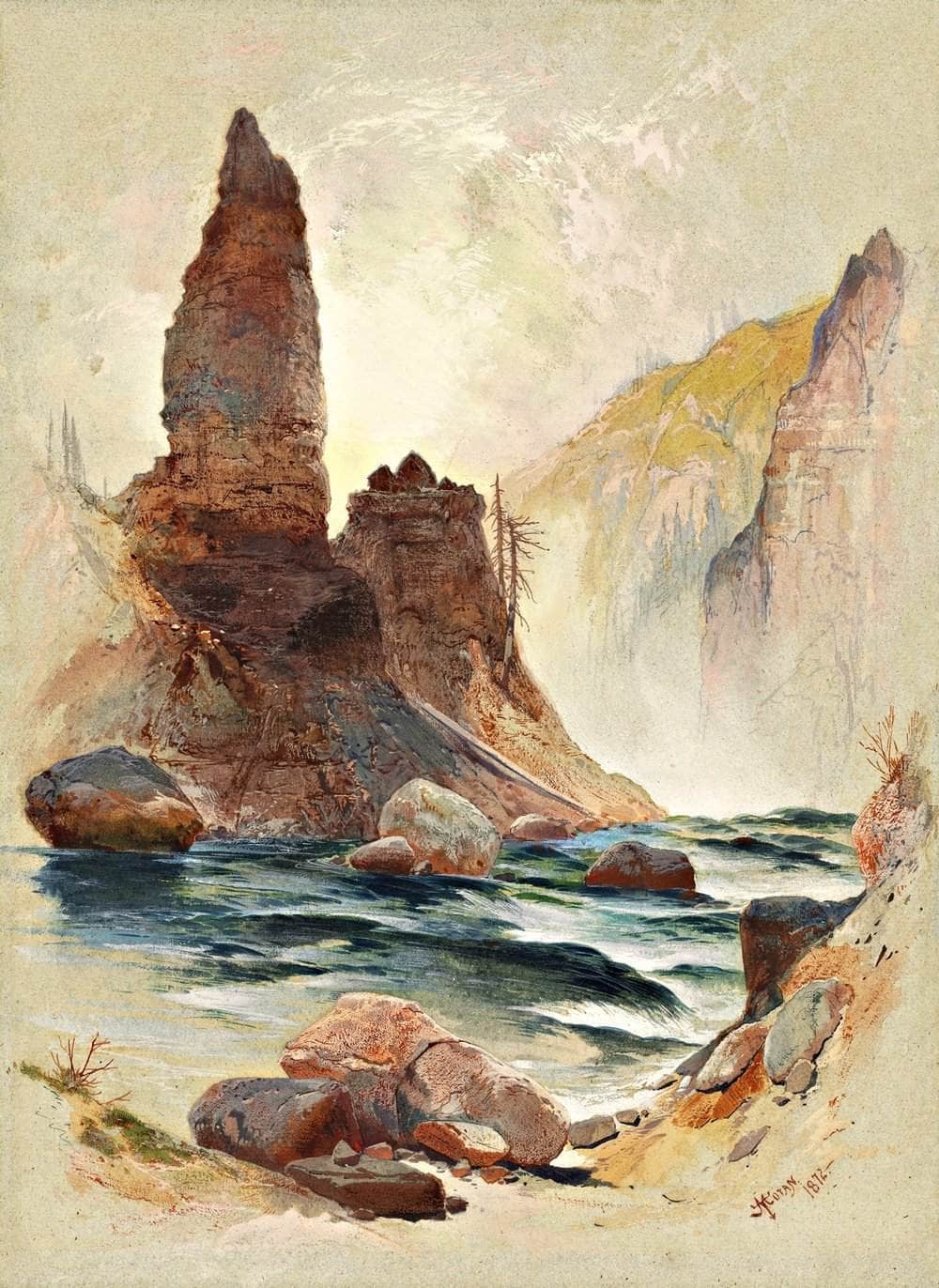 Tower Falls, Yellowstone Painting Jasper Francis Cropsey Canvas Art Fine Art Print