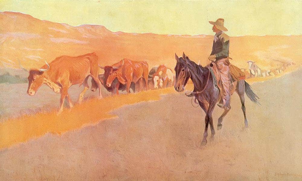 Trailing Texas Cattle By Frederic Remington Fine Art Print