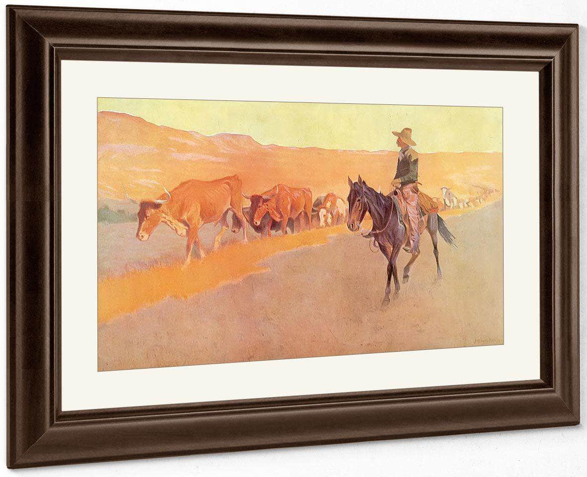 Trailing Texas Cattle By Frederic Remington Fine Art Print