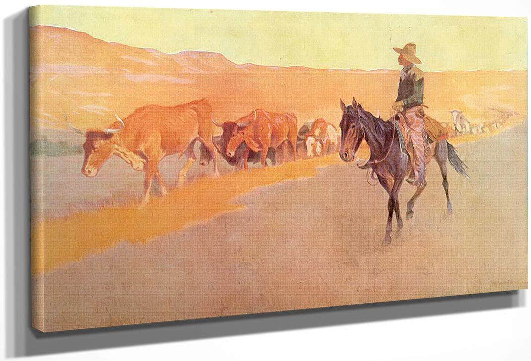 Trailing Texas Cattle By Frederic Remington Fine Art Print