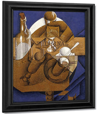 Trasse Verres Et Bouteille (Le Journal) By Juan Gris Fine Art Print