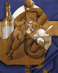 Trasse Verres Et Bouteille (Le Journal) By Juan Gris Fine Art Print