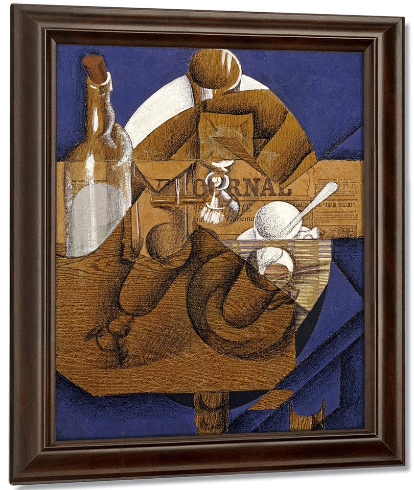 Trasse Verres Et Bouteille (Le Journal) By Juan Gris Fine Art Print