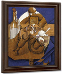 Trasse Verres Et Bouteille (Le Journal) By Juan Gris Fine Art Print