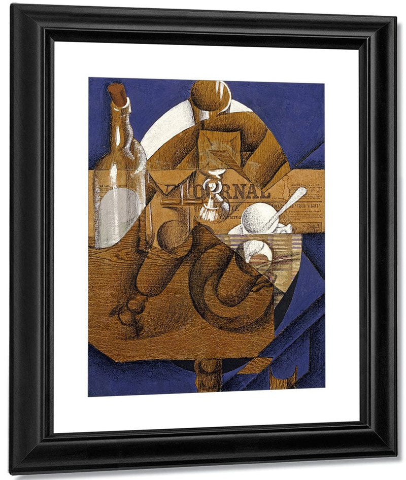 Trasse Verres Et Bouteille (Le Journal) By Juan Gris Fine Art Print