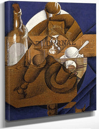 Trasse Verres Et Bouteille (Le Journal) By Juan Gris Fine Art Print