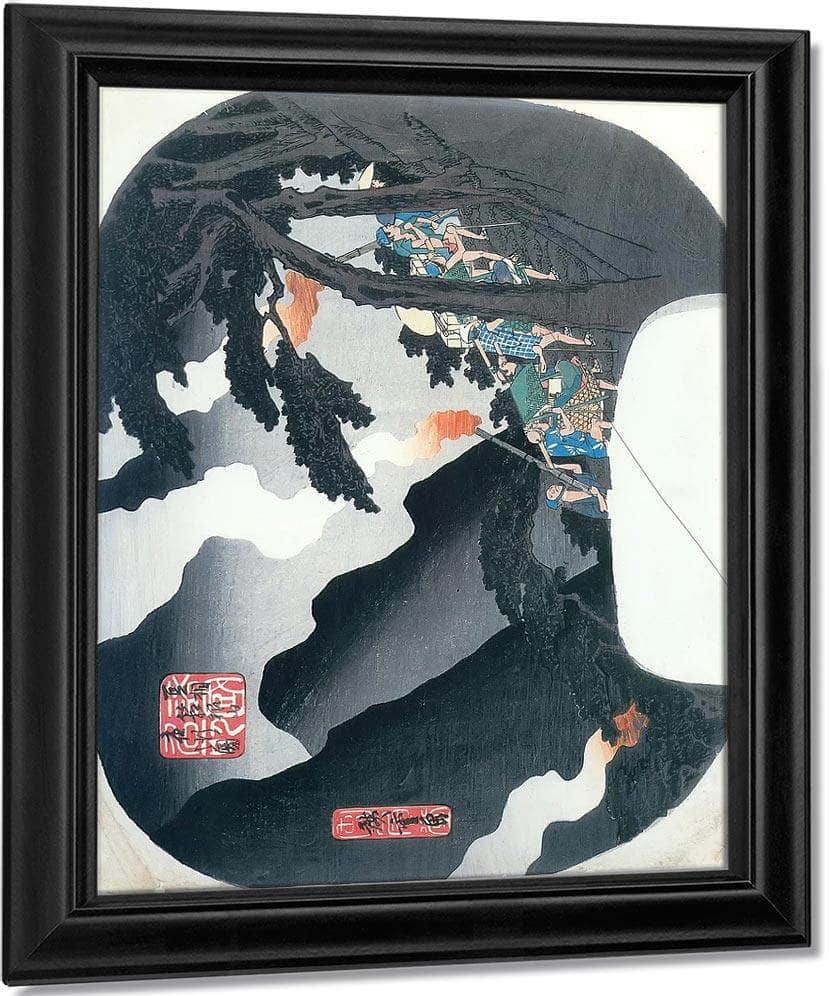 Traveller On A Mountain Path At Night By Hiroshige Fine Art Print
