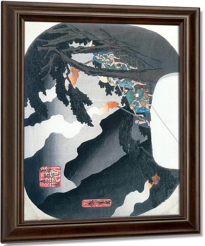 Traveller On A Mountain Path At Night By Hiroshige Fine Art Print