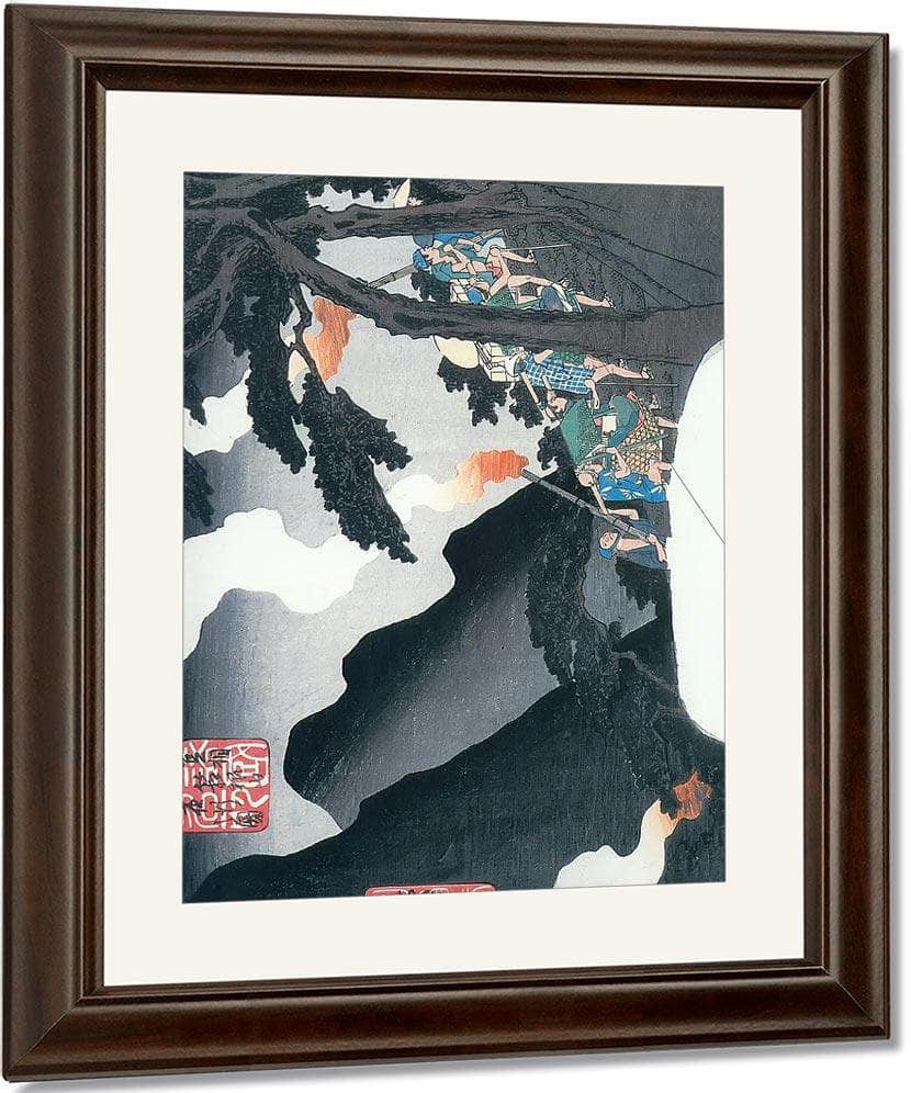 Traveller On A Mountain Path At Night By Hiroshige Fine Art Print