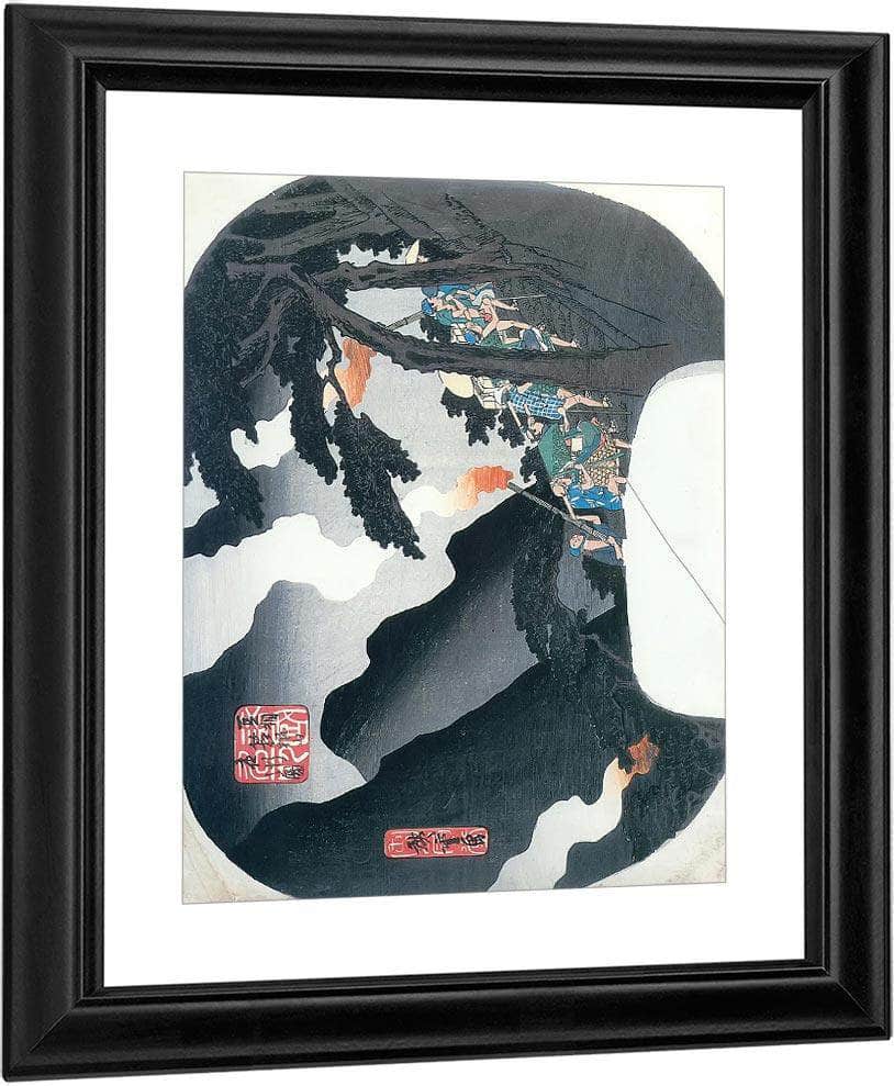 Traveller On A Mountain Path At Night By Hiroshige Fine Art Print