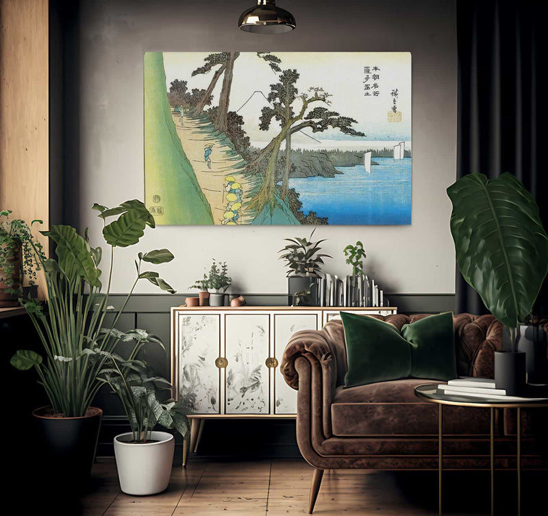 Travellerrs On A Mountain Path Along The Coast By Hiroshige Fine Art Print