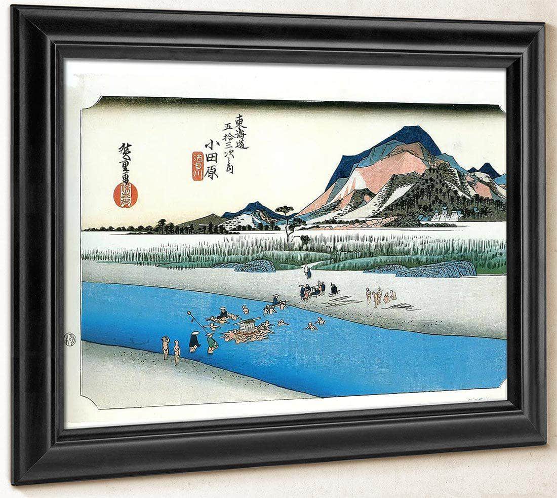 Travellers Crossing A River By Hiroshige Fine Art Print